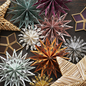 Hanging paper snowflakes