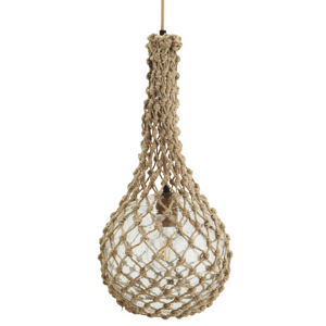 Glass ceiling lamp w/ jute net 