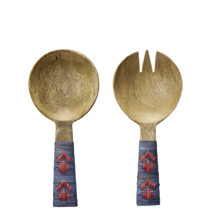 Wooden salad set w/ bamboo