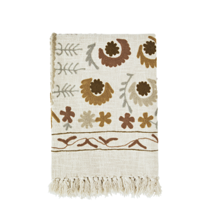 Suzani embroidered cotton throw