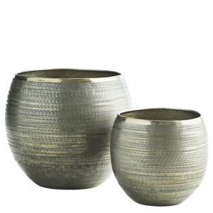 Hammered aluminium flower pots