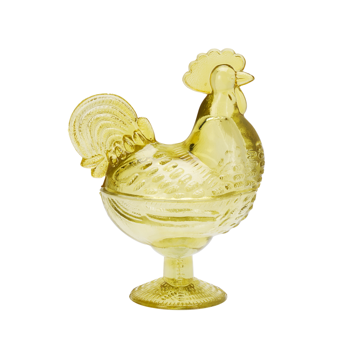 Glass hen bowl
