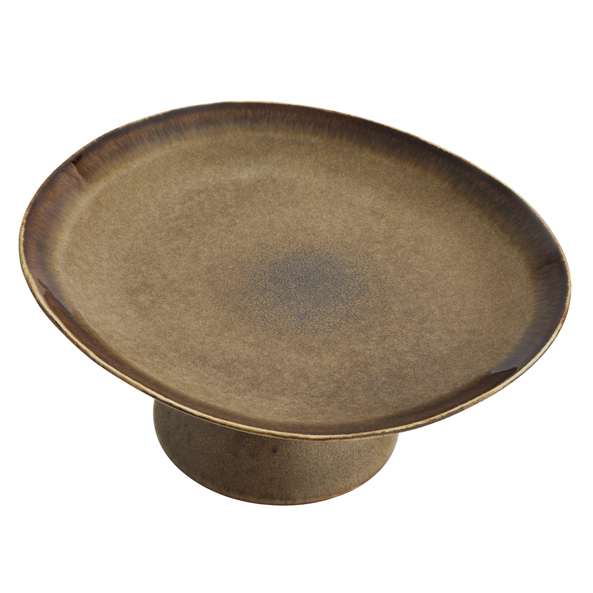 Stoneware pedestal serving dish 