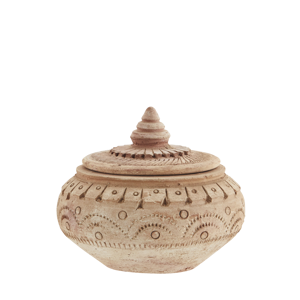 Handmade terracotta jar w/ lid