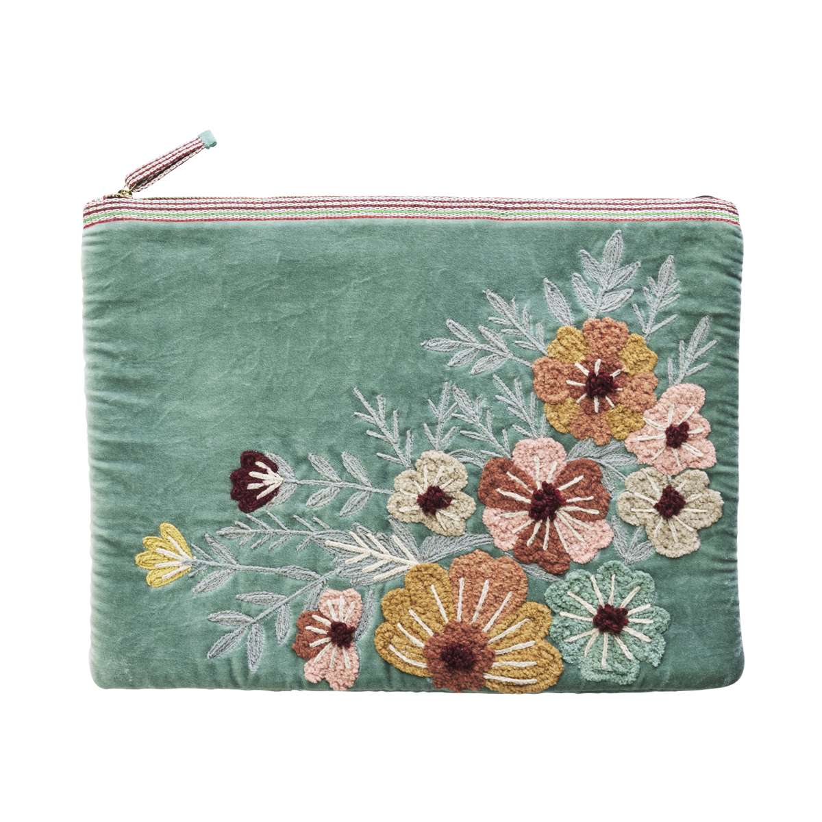 Embroidered velvet laptop sleeve
