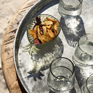 Re-used round iron tray