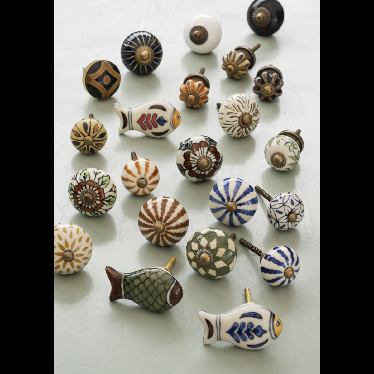 Hand-painted stoneware doorknob