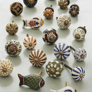 Hand-painted stoneware doorknob
