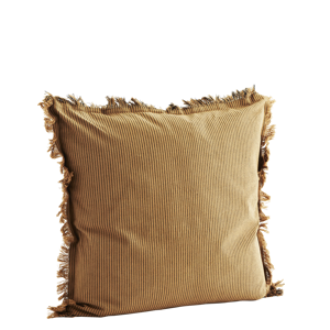 Striped cushion cover w/ fringes