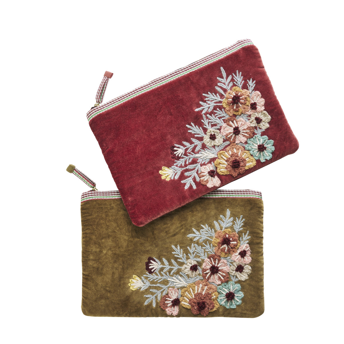 Embroidered velvet ipad sleeve