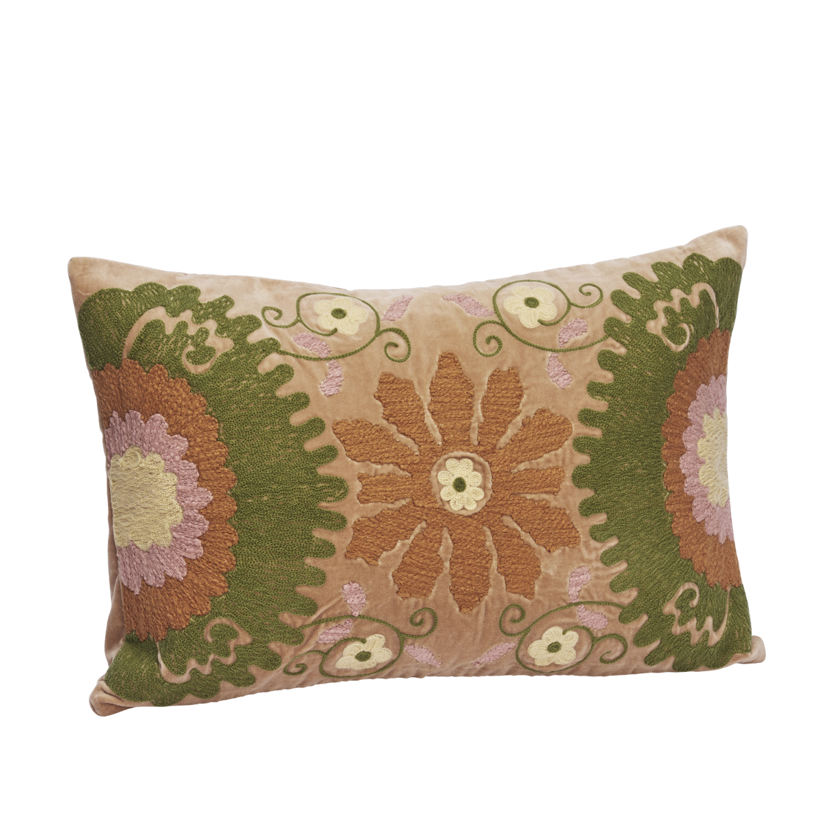 Embroidered velvet cushion cover