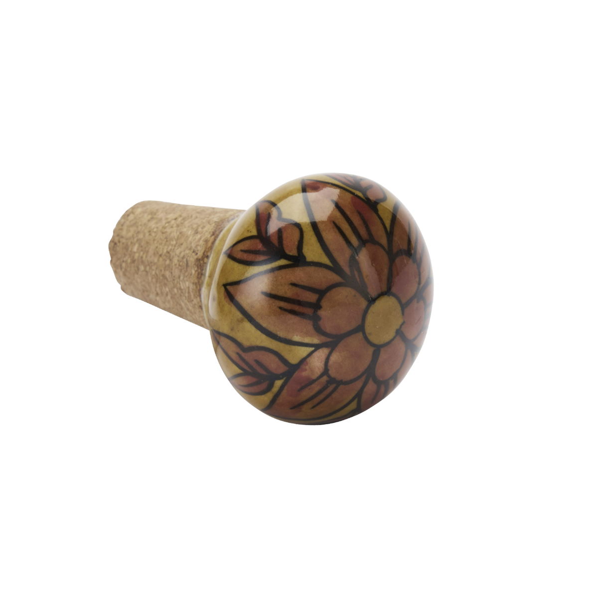 Hand-painted stoneware bottle stopper