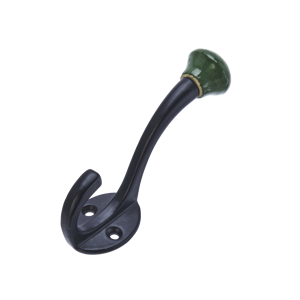 Iron hook w/ stoneware knob