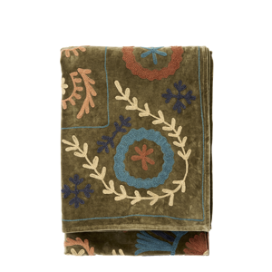 Suzani embroidered velvet throw