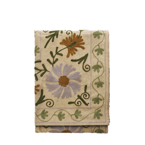 Suzani embroidered cotton throw