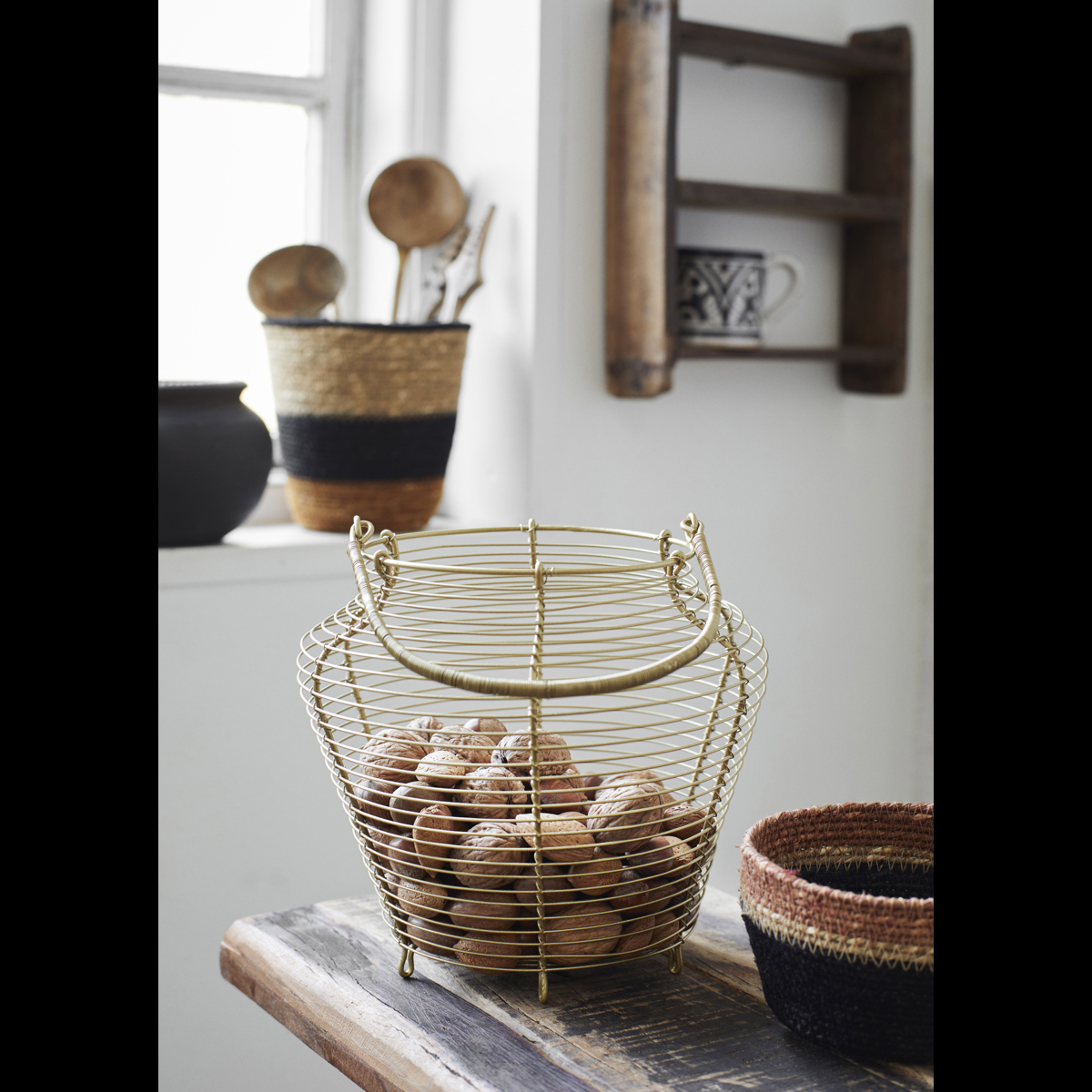 Upcycled wooden brick mould shelf