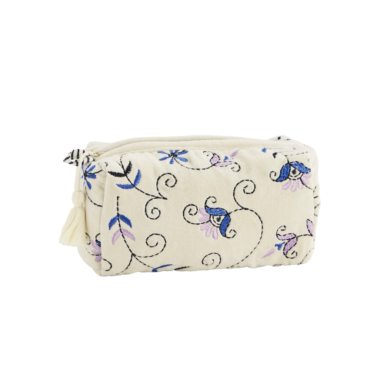 Embroidered velvet washbag