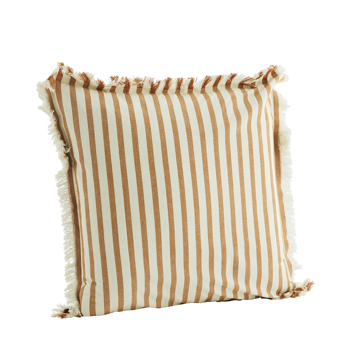 Striped cushion cover w/ fringes