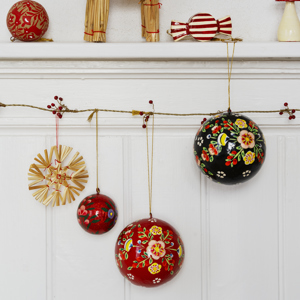 Handmade paper mache christmas ball