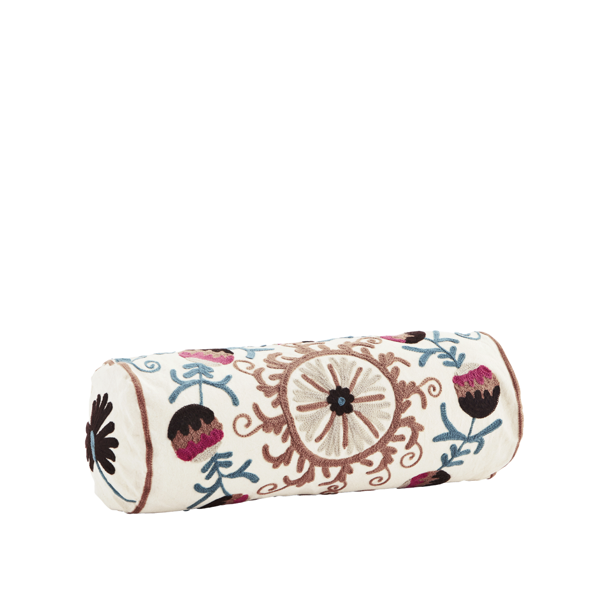 Suzani embroidered bolster cushion