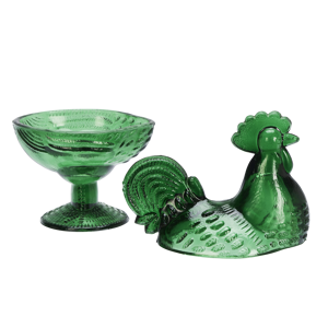 Glass hen bowl