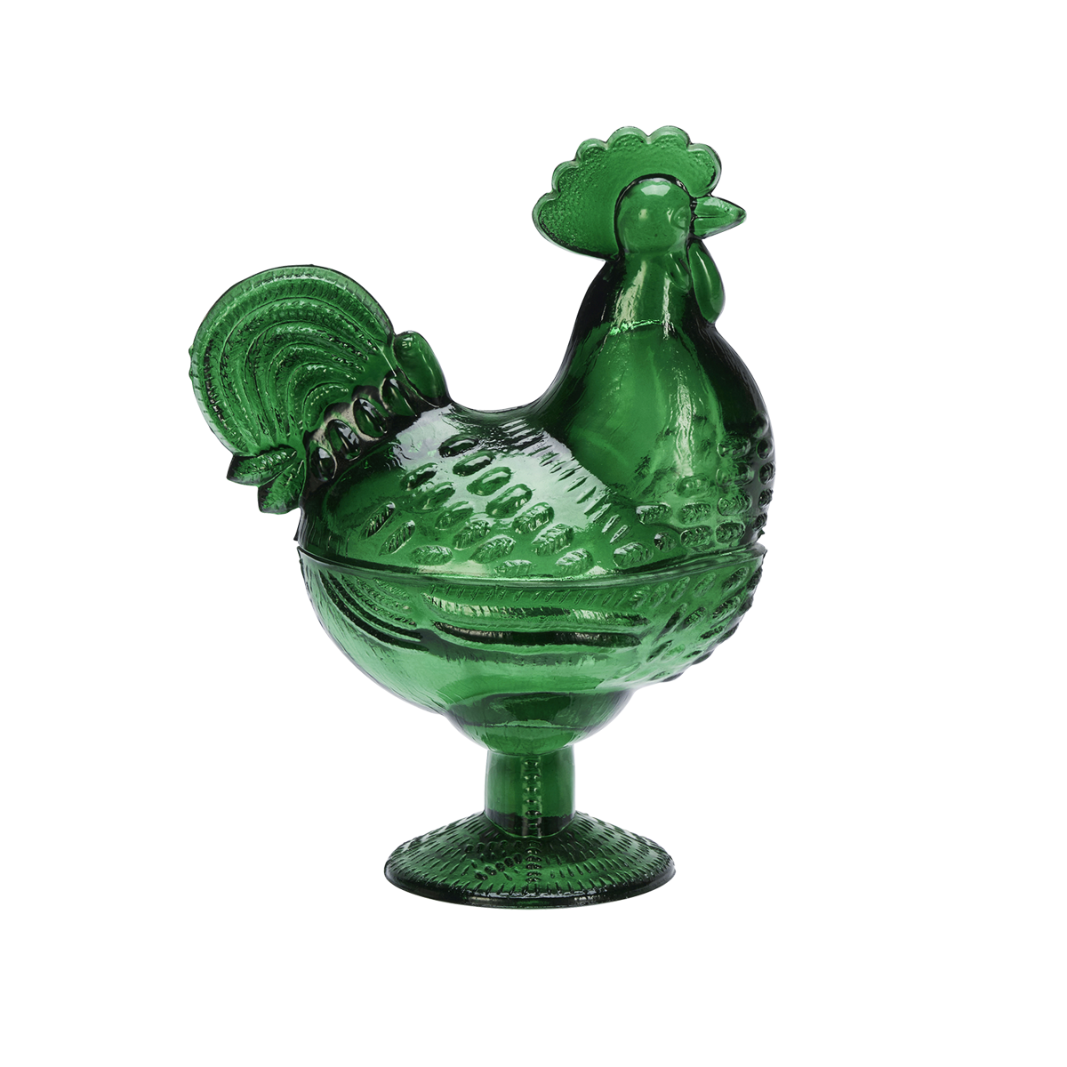 Glass hen bowl