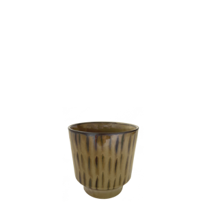 Striped stoneware flower pot