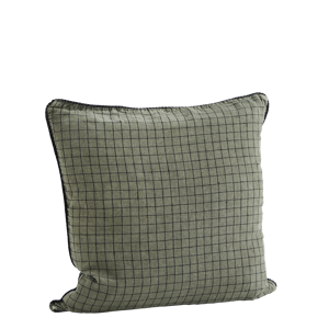 Checked linen cushion cover