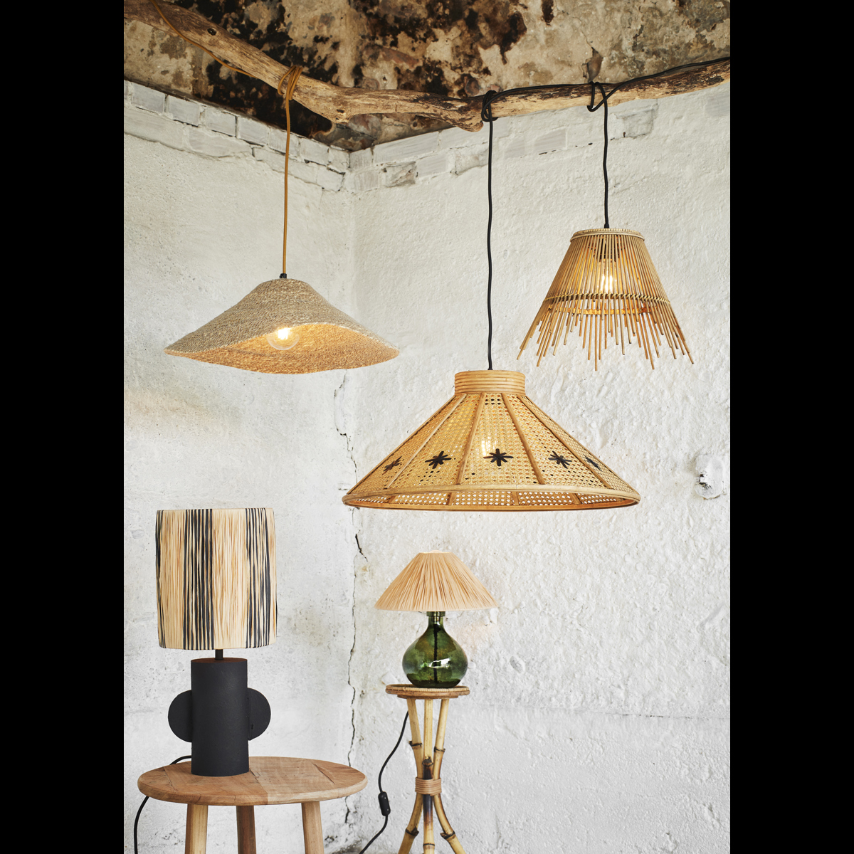 Rattan ceiling lamps