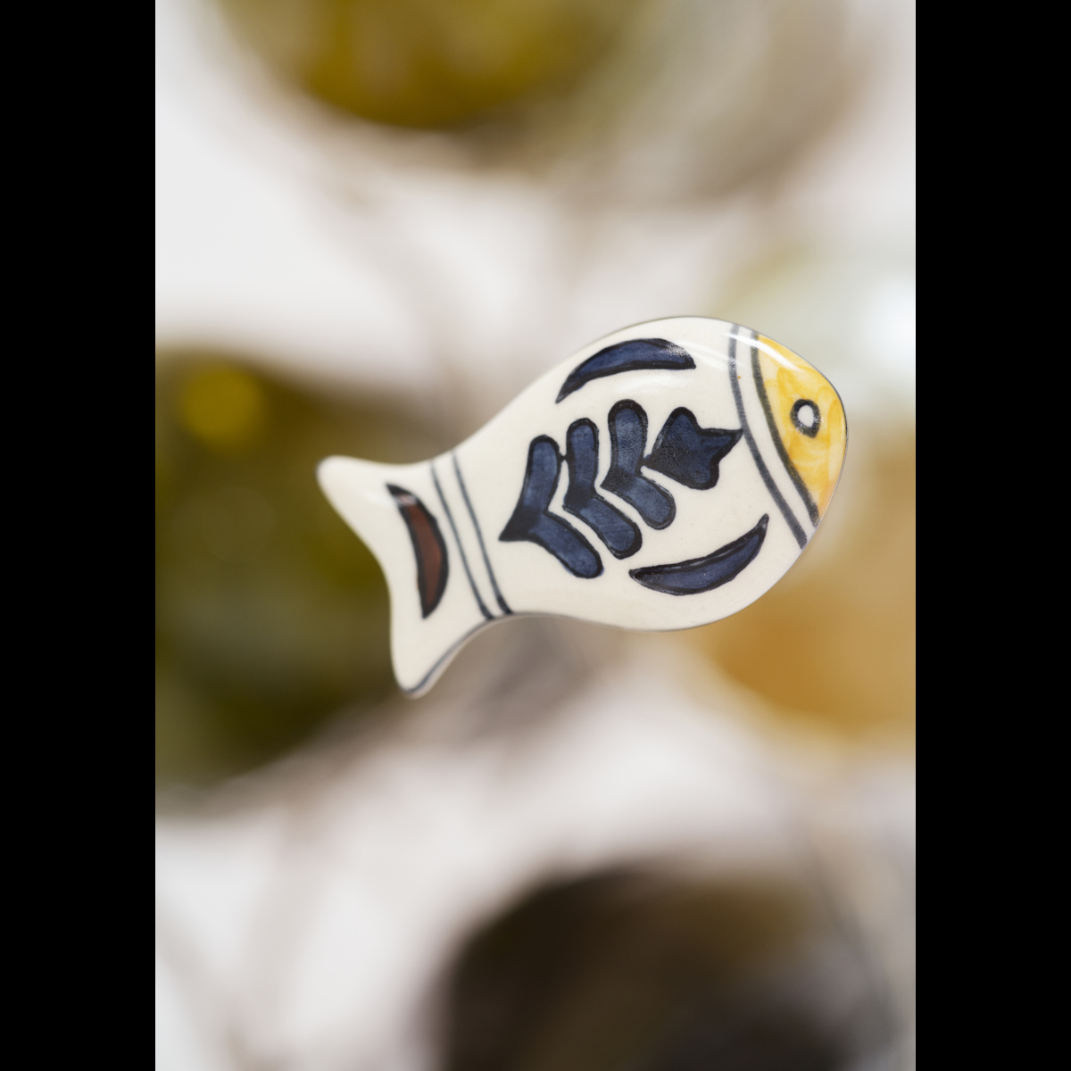 Hand-painted stoneware bottle stopper