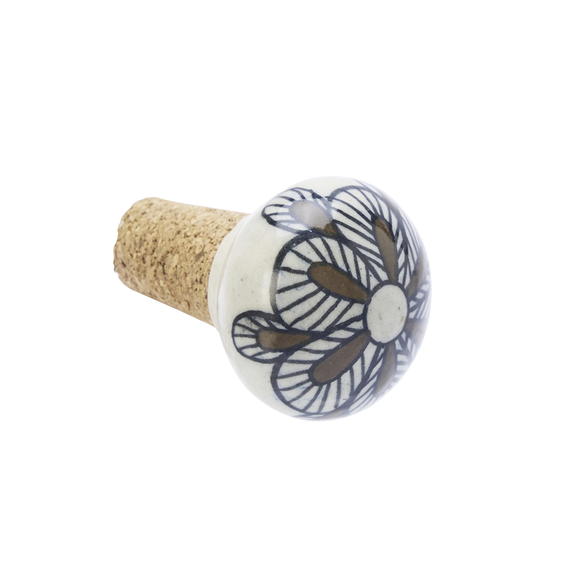 Hand-painted stoneware bottle stopper