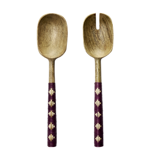 Wooden salad set w/ bamboo