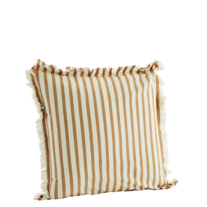 Striped cushion cover w/ fringes