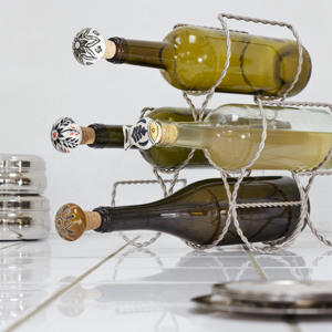 Hand-painted stoneware bottle stopper