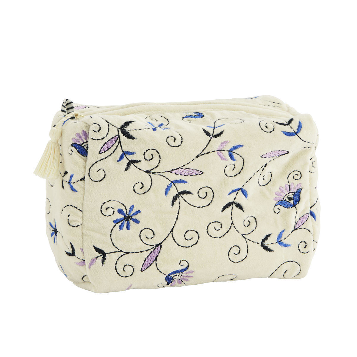 Embroidered velvet washbag