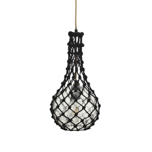 Glass ceiling lamp w/ jute net 