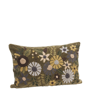 Embroidered velvet cushion cover