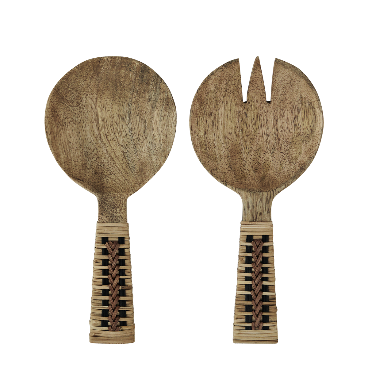 Wooden serving set w/ cane