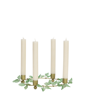 Candle holder w/ glass leaves