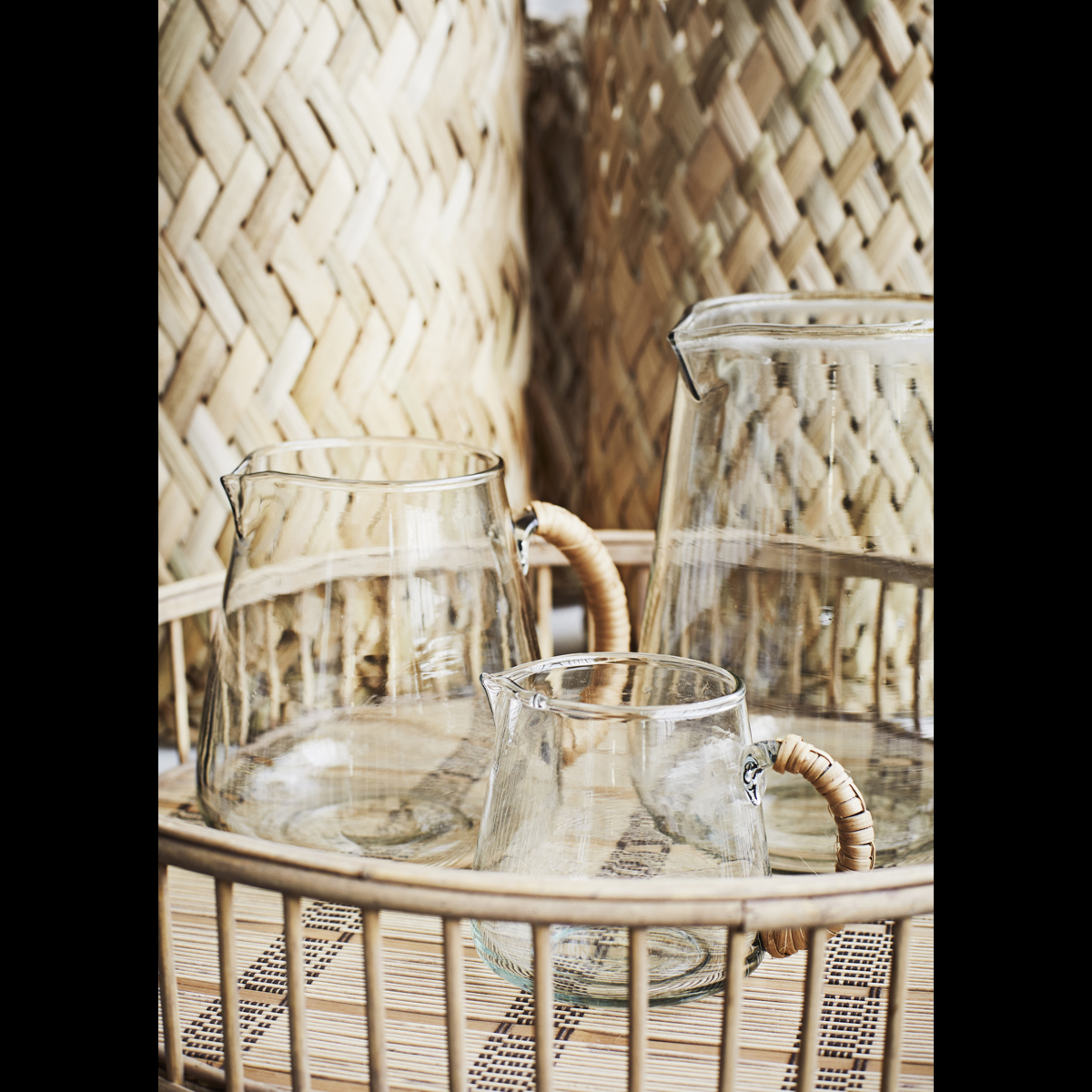 Glass jug w/ bamboo handle Glass jug w/ bamboo handle