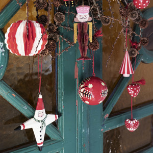 Handmade paper mache christmas balls