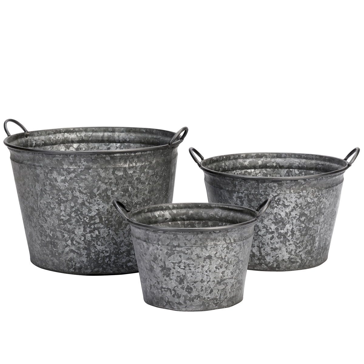 Galvanised iron planters w/ handles