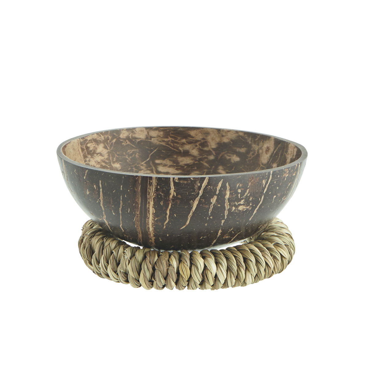 Coconut bowl w/ jute holder