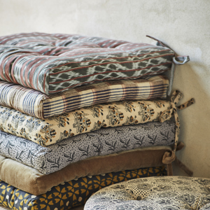 Ikat woven cotton chair pad