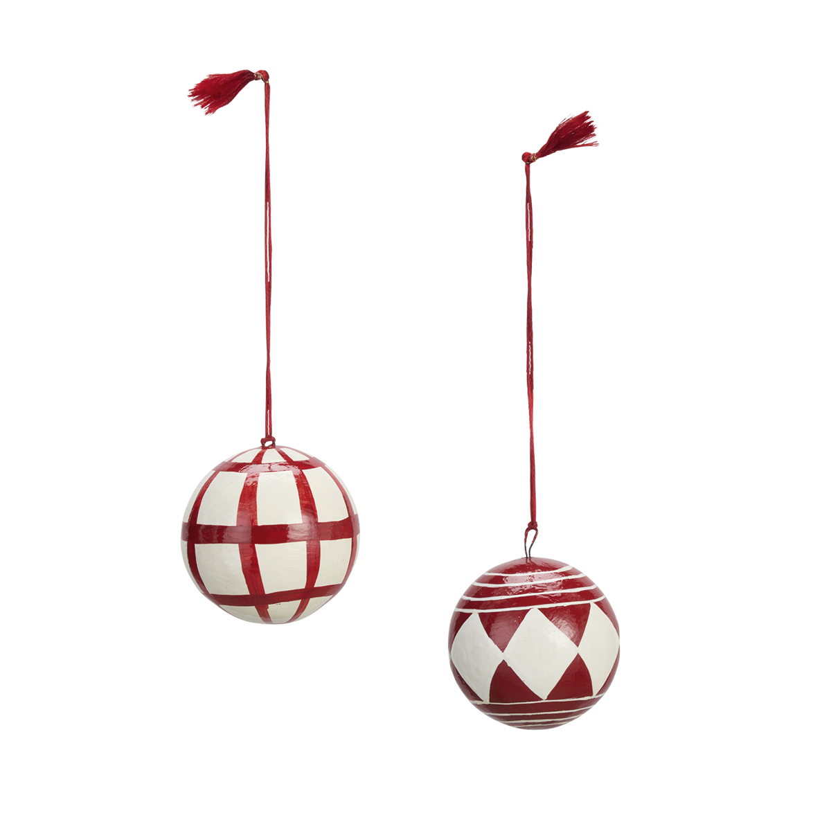 Handmade paper mache christmas balls