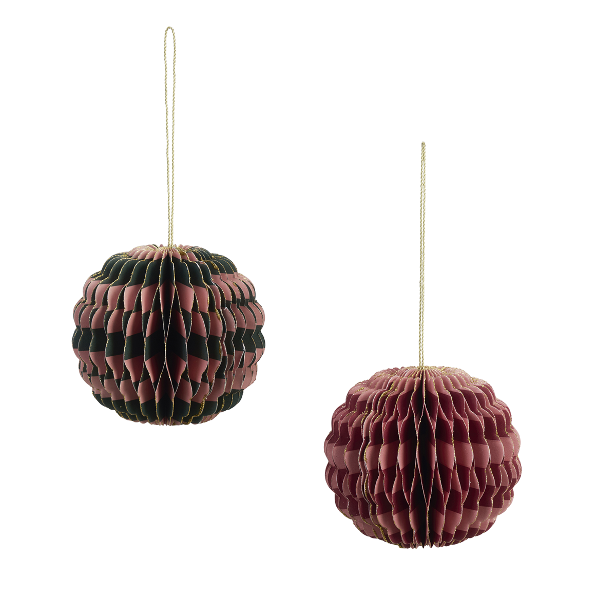 Striped paper christmas balls