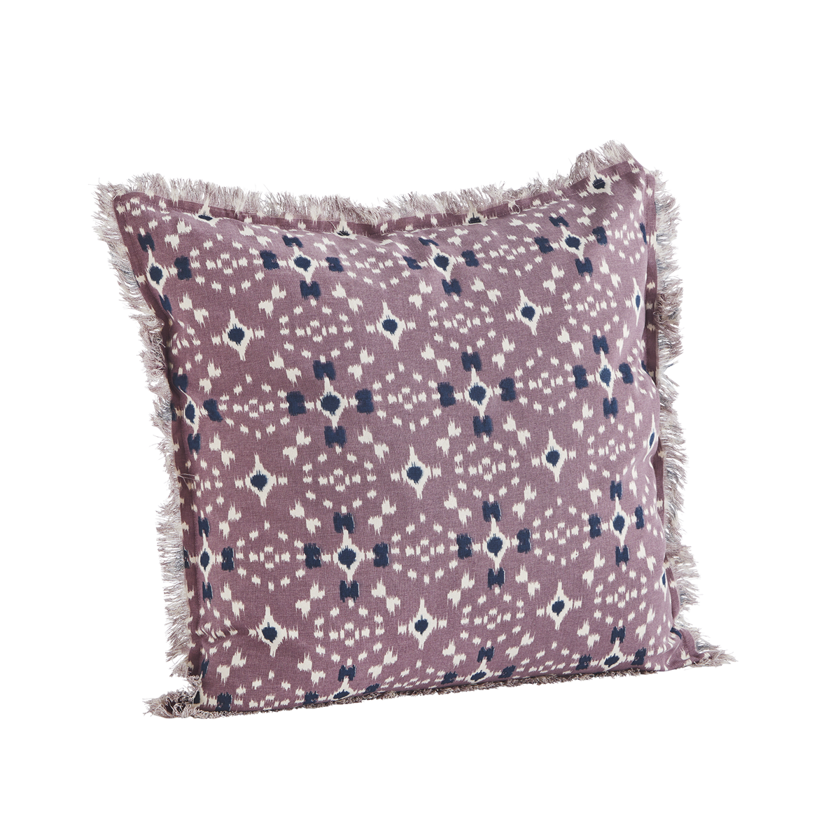 Printed cushion cover w/ fringes