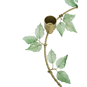 Candle holder w/ glass leaves