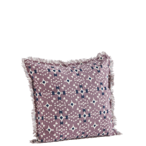 Printed cushion cover w/ fringes