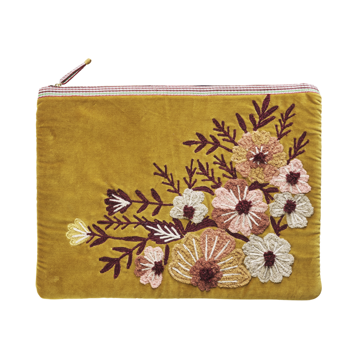 Embroidered velvet laptop sleeve